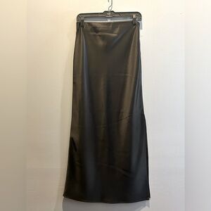 High waisted satin maxi skirt